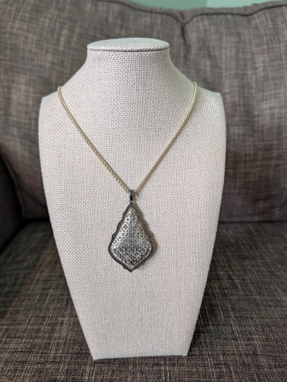 Kendra Scott Silver Filigree Aidan Pendant Necklace Silver And Gold-Toned Metal